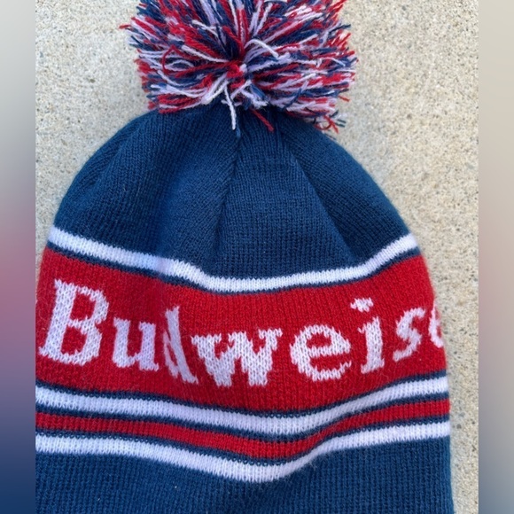 Budweiser Beanie Hat Multicolor Spell-Out One Size Tassel Beer USA Garden Iconic - Picture 2 of 6